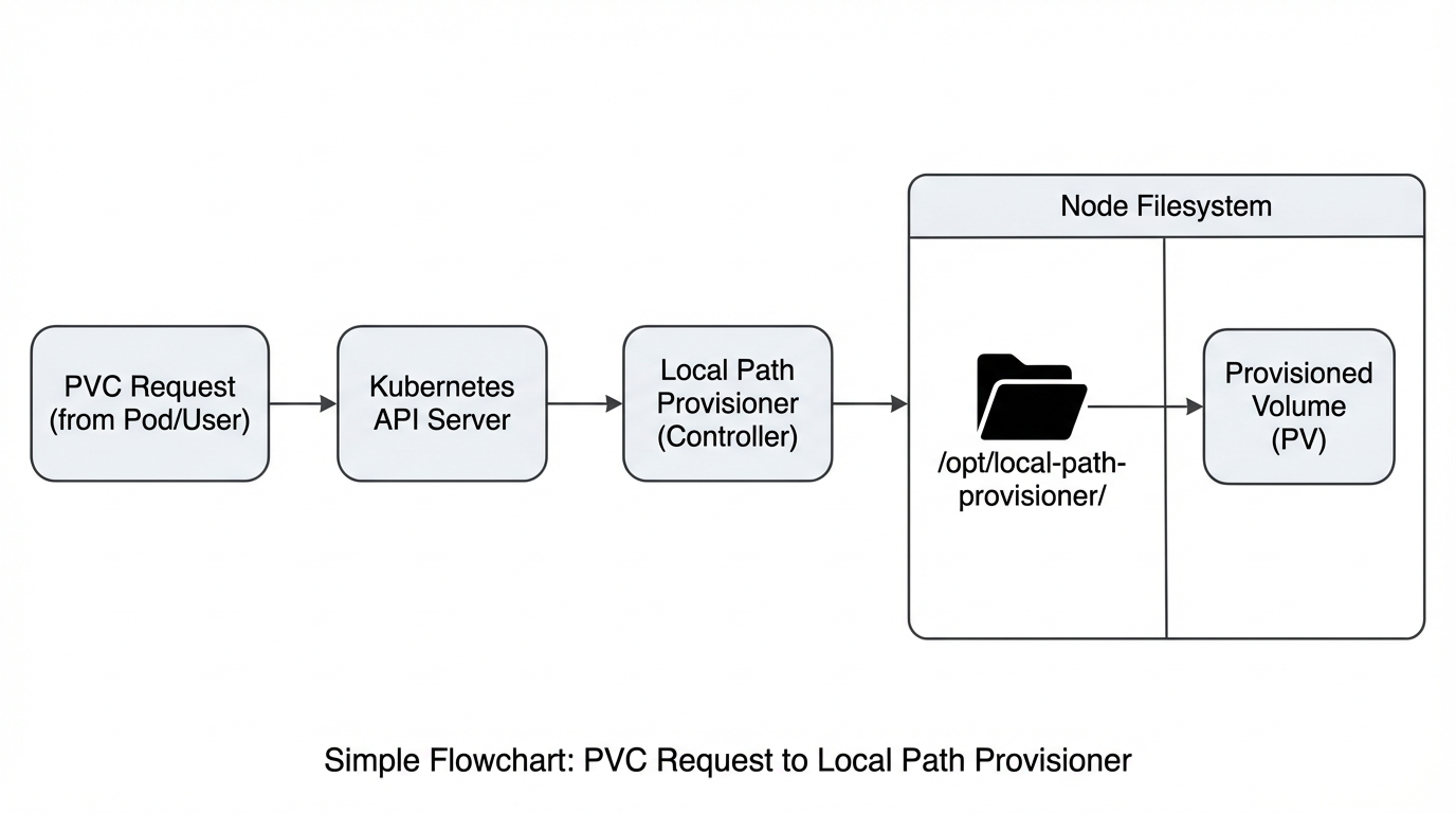 PVC → Local Path Provisioner → volume on node filesystem