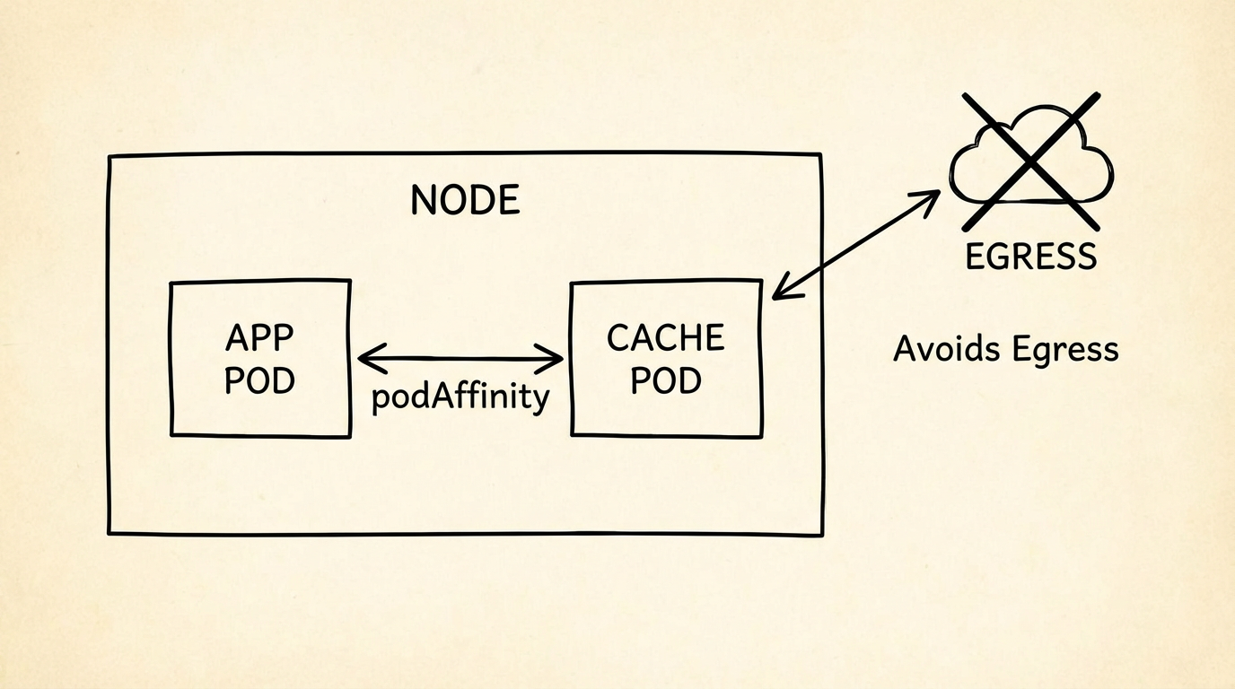App and cache pods co-located on same node to avoid egress
